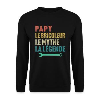 Papy le bricoleur le mythe la légende - Sweat-shirt Unisexe - noir - Devant - Alina (178cm) & Michal (187cm)