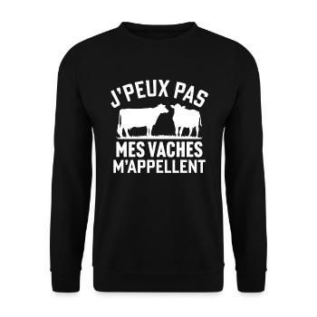J'peux pas mes vaches m'appellent - Sweat-shirt Unisexe - noir - Devant - Alina (178cm) & Michal (187cm)