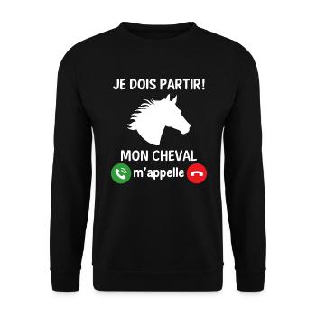 Je dois partir mon cheval m'appelle - Sweat-shirt Unisexe - noir - Devant - Alina (178cm) & Michal (187cm)