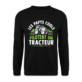 les papys cools pilotent un tracteur - Sweat-shirt Unisexe - noir - Devant - Alina (178cm) & Michal (187cm)