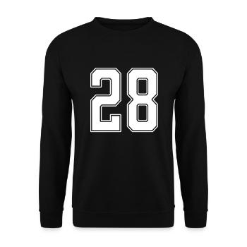 28 years old jersey number 28 - Unisex Sweatshirt - black - Front - Alina (178cm) & Michal (187cm)