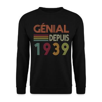 Génial Depuis 1939 Cadeau Retro Anniversaire - Sweat-shirt Unisexe - noir - Devant - Alina (178cm) & Michal (187cm)
