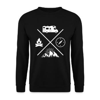 camping motorhome campfire compass camping - Unisex Pullover - Schwarz - Vorne - Alina (178cm) & Michal (187cm)