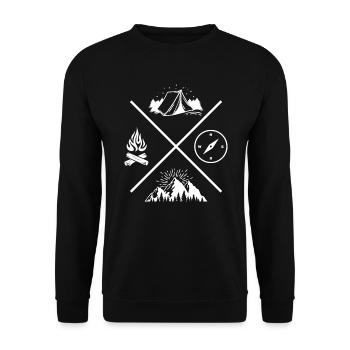 tent camp t-shirt camping - Unisex Sweatshirt - black - Front - Alina (178cm) & Michal (187cm)
