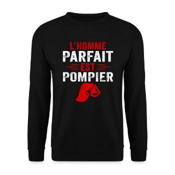 l'homme parfait est pompier t-shirt sapeur-pompier - Sweat-shirt Unisexe - noir - Devant - Alina (178cm) & Michal (187cm)