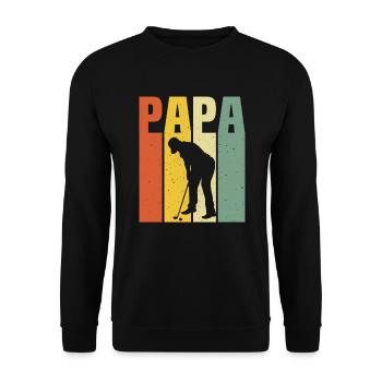retro papa golfer golfer dad t-shirt golf dad - Unisex Pullover - Schwarz - Vorne - Alina (178cm) & Michal (187cm)