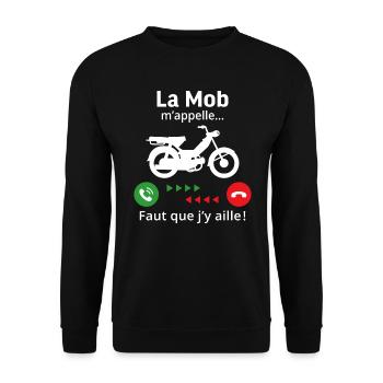 la mob m'appelle il faut que j'y aille ! mobylette - Sweat-shirt Unisexe - noir - Devant - Alina (178cm) & Michal (187cm)