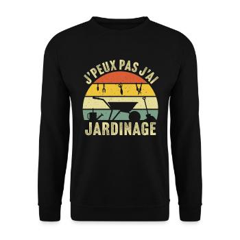 J'peux pas j'ai jardin humour cadeau jardinier - Sweat-shirt Unisexe - noir - Devant - Alina (178cm) & Michal (187cm)