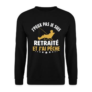 j'peux pas je suis retraité et j'ai pêche pêcheur - Sweat-shirt Unisexe - noir - Devant - Alina (178cm) & Michal (187cm)