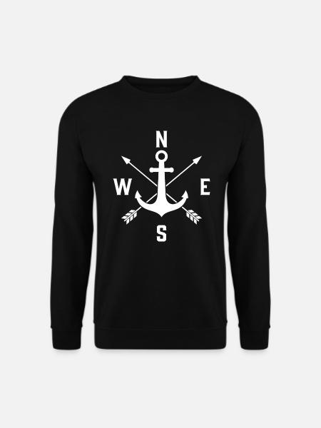 Anchor Compass Wind Segel Segel T-Shirt Segel - Unisex Pullover - Schwarz