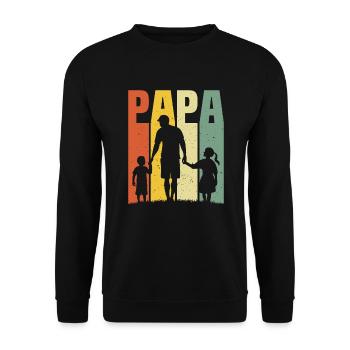 Vater und Tochter - Vater und Sohn, Vater Sohn und Tochter - Unisex Pullover - Schwarz - Vorne - Alina (178cm) & Michal (187cm)