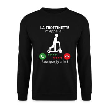 la trottinette m'appelle faut que j'y aille - Sweat-shirt Unisexe - noir - Devant - Alina (178cm) & Michal (187cm)