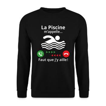 la piscine m'appelle il faut que j'y aille - Sweat-shirt Unisexe - noir - Devant - Alina (178cm) & Michal (187cm)