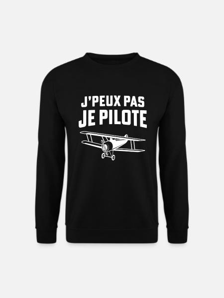 J'peux pas je pilote t-shirt vintage avion - Sweat-shirt Unisexe - noir