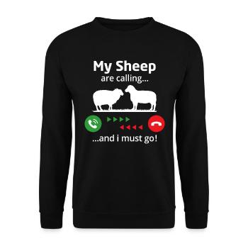 meine Schafe rufen und ich muss gehen - Unisex Pullover - Schwarz - Vorne - Alina (178cm) & Michal (187cm)