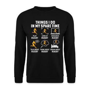 things i do in my spare time play rugby - Unisex Sweatshirt - black - Front - Alina (178cm) & Michal (187cm)
