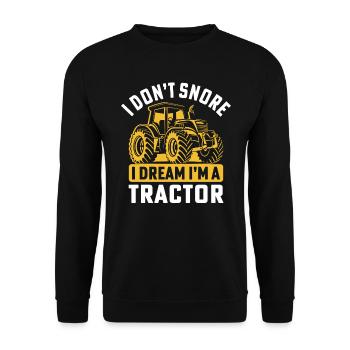 Ich schnarche nicht Ich träume, ich bin ein Traktor - Unisex Pullover - Schwarz - Vorne - Alina (178cm) & Michal (187cm)