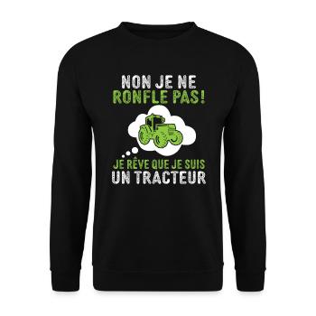 Non je ne ronfle pas je rêve je suis un tracteur - Sweat-shirt Unisexe - noir - Devant - Alina (178cm) & Michal (187cm)