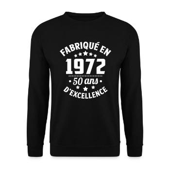 fabriqué en 1972, 50 ans d'excellence - Sweat-shirt Unisexe - noir - Devant - Alina (178cm) & Michal (187cm)