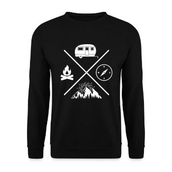 campsite caravan campfire compass - Unisex Sweatshirt - black - Front - Alina (178cm) & Michal (187cm)