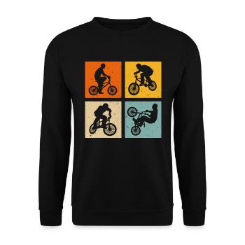 t-shirt rider BMX cadeau Vélo BMX - Sweat-shirt Unisexe - noir - Devant - Alina (178cm) & Michal (187cm)