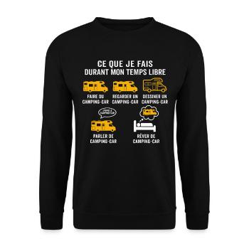 mon temps libre faire du camping car - Sweat-shirt Unisexe - noir - Devant - Alina (178cm) & Michal (187cm)