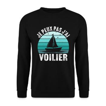 je peux pas j'ai voilier - Sweat-shirt Unisexe - noir - Devant - Alina (178cm) & Michal (187cm)