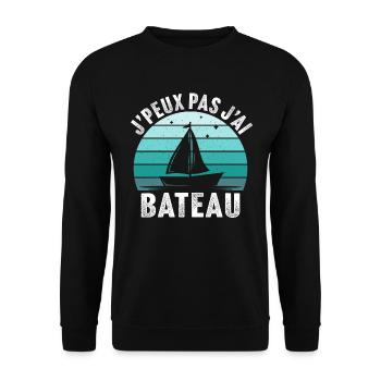 J'peux pas j'ai bateau marin mer océan - Sweat-shirt Unisexe - noir - Devant - Alina (178cm) & Michal (187cm)