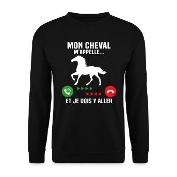 mon cheval m'appelle et je dois y aller - Sweat-shirt Unisexe - noir - Devant - Alina (178cm) & Michal (187cm)