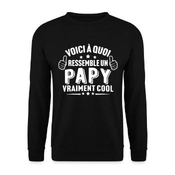 grand père cadeau humour papy grand-père - Sweat-shirt Unisexe - noir - Devant - Alina (178cm) & Michal (187cm)