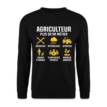 agriculteur plus qu'un métier t-shirt tracteur - Sweat-shirt Unisexe - noir - Devant - Alina (178cm) & Michal (187cm)