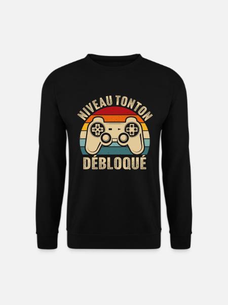 niveau tonton débloqué rétro oncle gamer geek - Sweat-shirt Unisexe - noir