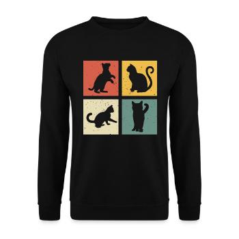 retro chat t-shirt chats chaton - Sweat-shirt Unisexe - noir - Devant - Alina (178cm) & Michal (187cm)