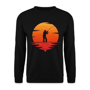 retro vintage fishing t-shirt fisherman gift - Unisex Sweatshirt - black - Front - Alina (178cm) & Michal (187cm)