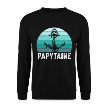 papy capitaine bateau marin papytaine du navire - Sweat-shirt Unisexe - noir - Devant - Alina (178cm) & Michal (187cm)