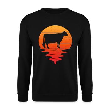 Retro t-shirt vache vaches - Sweat-shirt Unisexe - noir - Devant - Alina (178cm) & Michal (187cm)