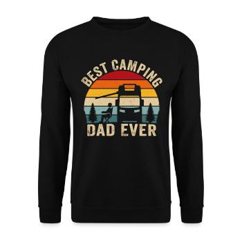 best camping dad ever t-shirt camping dad - Unisex Sweatshirt - black - Front - Alina (178cm) & Michal (187cm)