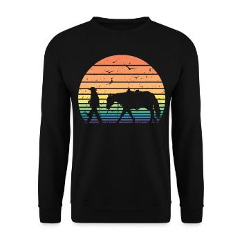 Retro Vintage Horseman Horse Lover Equestrian Gift - Unisex Sweatshirt - black - Front - Alina (178cm) & Michal (187cm)