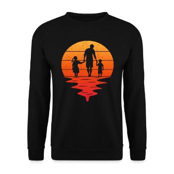 Vater und Tochter - Vater und Sohn, Vater Sohn und Tochter - Unisex Pullover - Schwarz - Vorne - Alina (178cm) & Michal (187cm)