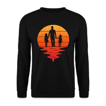 Father of two daughters gift dad daughters - Unisex Sweatshirt - black - Front - Alina (178cm) & Michal (187cm)