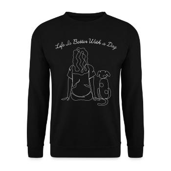CHIENS MEILLEURS CHIENS CHIEN DE COMPAGNIE AMOUR WAU MOTIF - Sweat-shirt Unisexe - noir - Devant - Alina (178cm) & Michal (187cm)