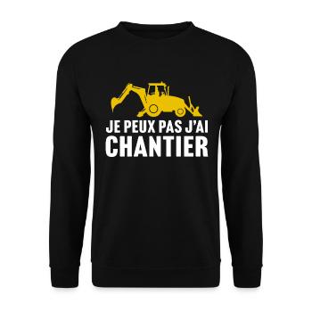 je peux pas j'ai chantier t-shirt chantier - Sweat-shirt Unisexe - noir - Devant - Alina (178cm) & Michal (187cm)