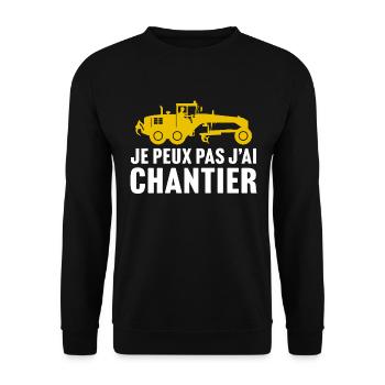 je peux pas j'ai chantier t-shirt niveleuse - Sweat-shirt Unisexe - noir - Devant - Alina (178cm) & Michal (187cm)