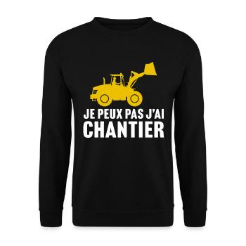 je peux pas j'ai chantier t-shirt chargeuse - Sweat-shirt Unisexe - noir - Devant - Alina (178cm) & Michal (187cm)