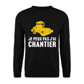 je peux pas j'ai chantier - rouleau compacteur - Sweat-shirt Unisexe - noir - Devant - Alina (178cm) & Michal (187cm)