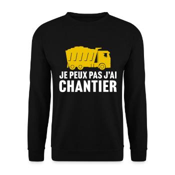 je peux pas j'ai chantier - conducteur engins - Sweat-shirt Unisexe - noir - Devant - Alina (178cm) & Michal (187cm)
