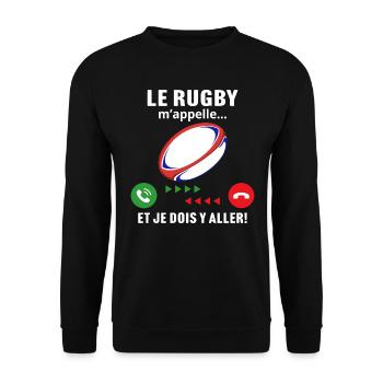 le rugby m'appelle cadeau rugby - Sweat-shirt Unisexe - noir - Devant - Alina (178cm) & Michal (187cm)