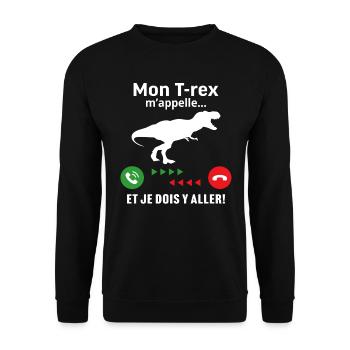 Cadeau humour enfant garçon mon T-rex m'appelle - Sweat-shirt Unisexe - noir - Devant - Alina (178cm) & Michal (187cm)