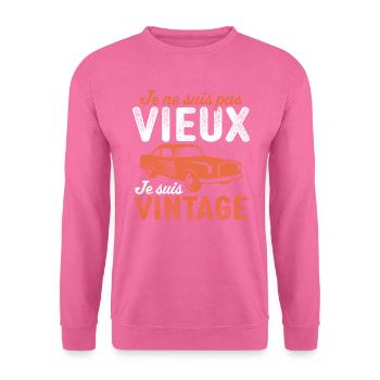 je suis vintage cadeau humour papy voiture - Sweat-shirt Unisexe - rose - Devant