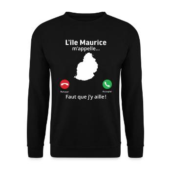 L'île maurice m'appelle faut que j'y aille! - Sweat-shirt Unisexe - noir - Devant - Alina (178cm) & Michal (187cm)